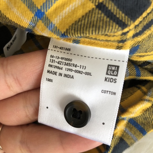 UNIQLO Boys Flannel Checkered Long Sleeve Plaid Shirt Size 7 - Picture 5 of 5